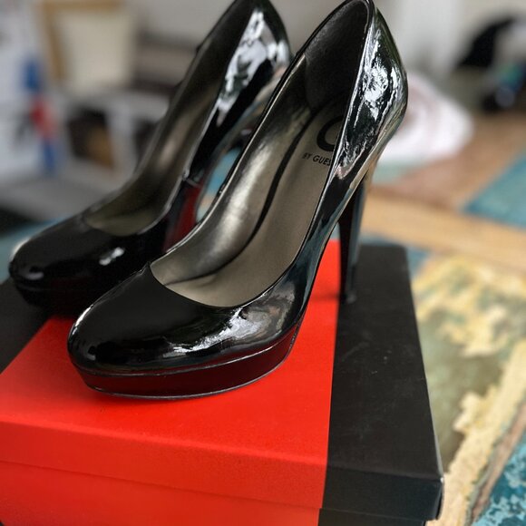 Guess Black Patent Leather Stiletto Platform, Size 7 - Picture 6 of 8